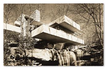 (TALIESIN & FALLING WATER) A selection of 8 real photo postcards documenting Frank Lloyd Wrights commissions and a portrait of the arc